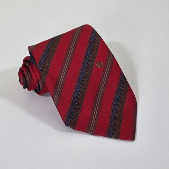 Gucci Silk Tie Multicolor Logo Floral Print Party Italy Designer W 3.75 L 57.25" - Picture 3 of 16